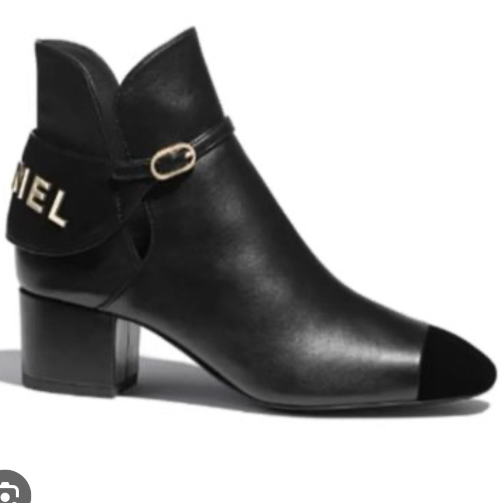 Chanel Crown Calfskin Ankle Boots Size 39.5